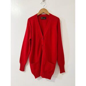 Pringle of Scotland Classic Red 100% Wool Vintage Cardigan Size Small